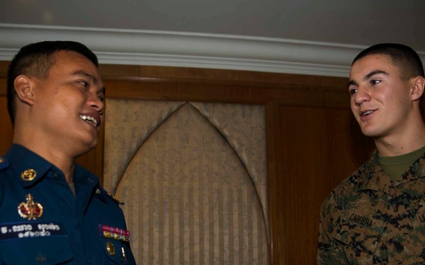 Royal Cambodian Gendarmerie work with US Marines