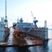 USS Mount Whitney begins the dry dock process