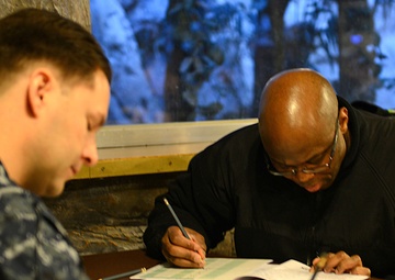First class petty officers take CPO exam