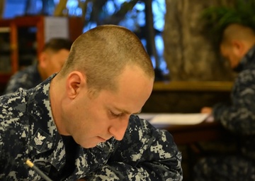 Sailors take CPO exam