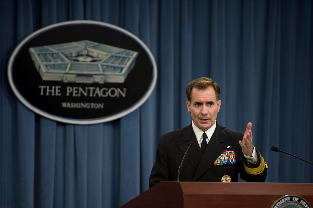 Rear Adm. Kirby conducts a press briefing