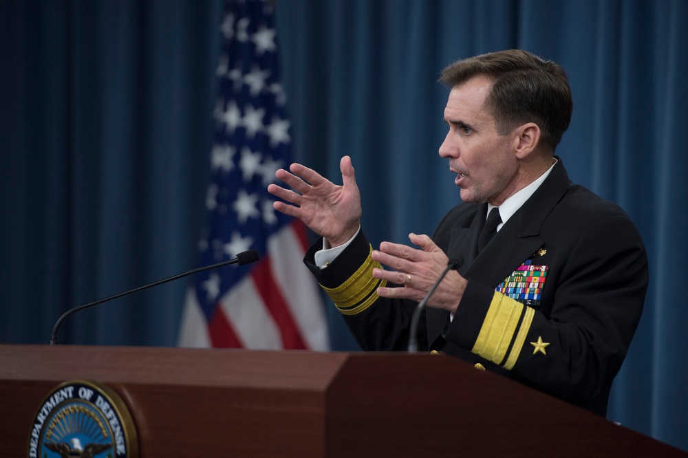 Rear Adm. Kirby conducts a press briefing