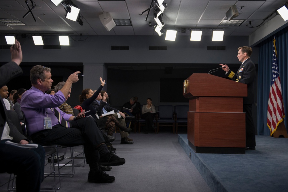Rear Adm. Kirby conducts a press briefing