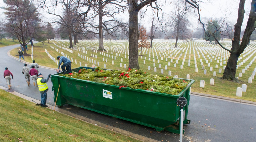 Wreath cleanup at Arlington National Cemetery
