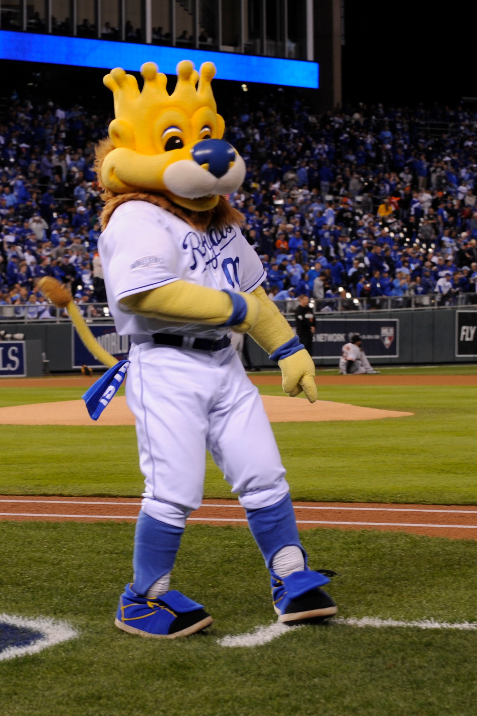 Sluggerr, the mascot of the Kansas City Royals, This was ta…