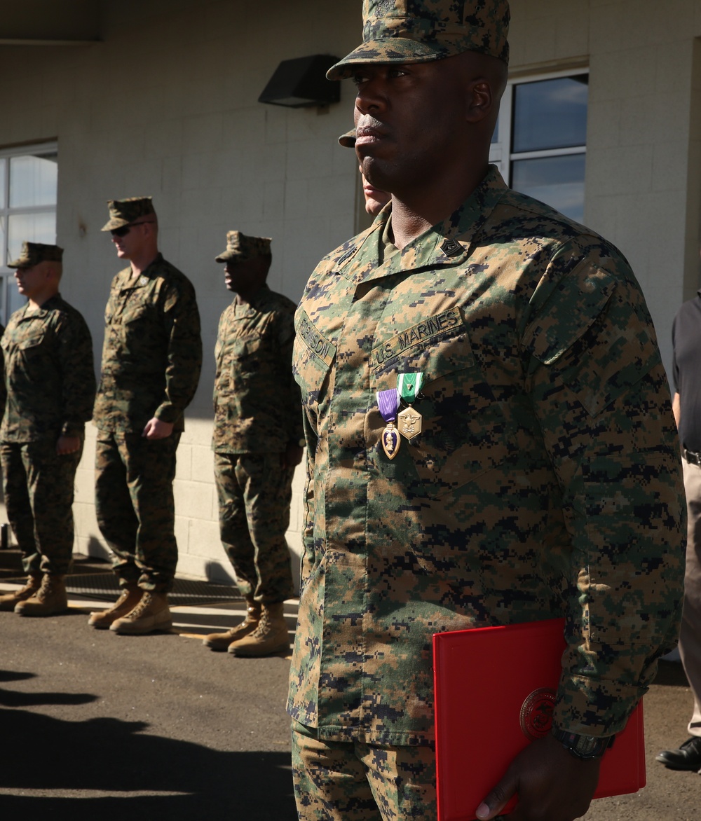 First Sergeant of Marines leads from front