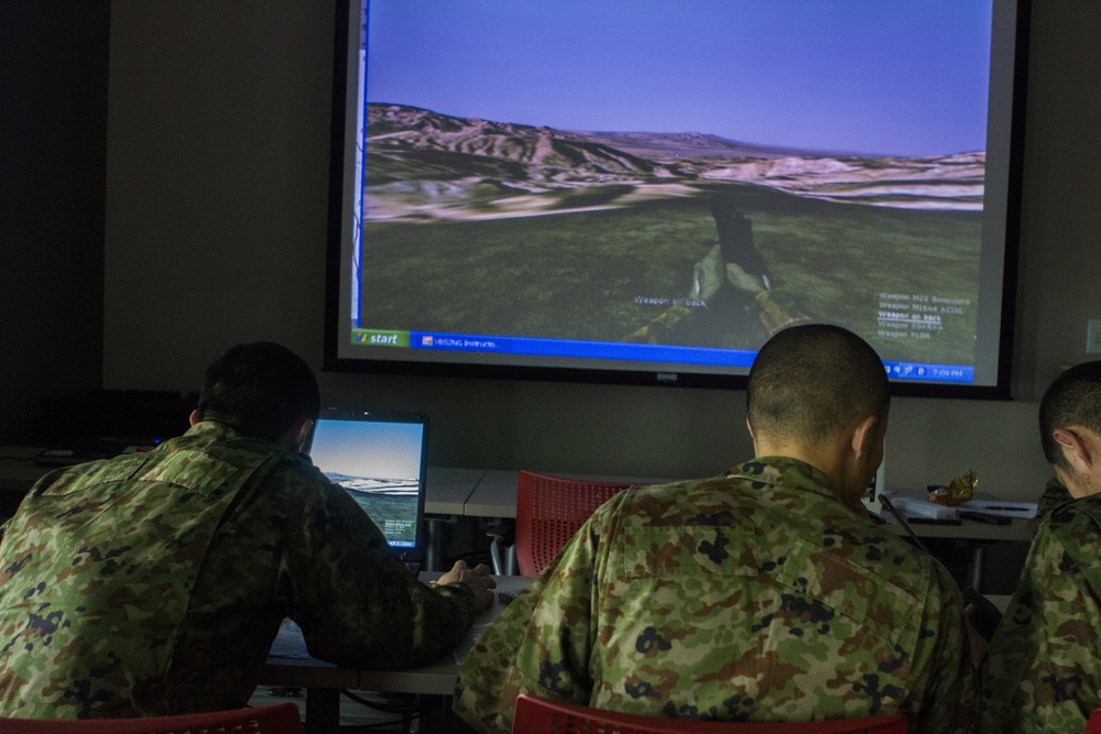 Marines and Japanese soldiers participate in Fire Support Coordination training during Iron Fist 2015