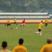 USS Comstock Sailors, 11th MEU Marines play soccer with Royal Malaysian Navy