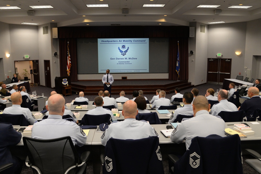 Gen. McDew talks during the Chief Leadership Course