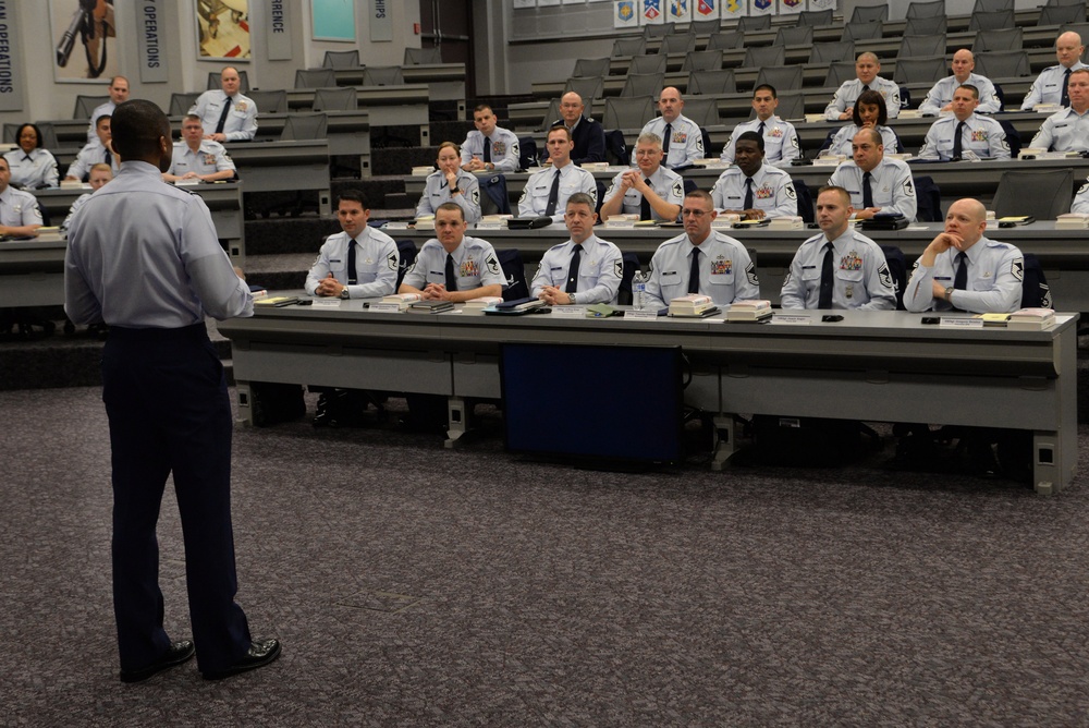 Gen. McDew talks during the Chief Leadership Course