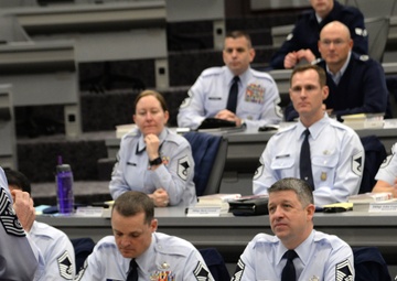 CMSgt of the Air Force James Cody talks during the Chief Leadership Course