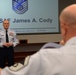 Chief Master Sgt. of the Air Force James Cody talks during the Chief Leadership Course