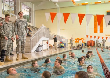 Clemson University ROTC cadets sink and swim in combat water survival test