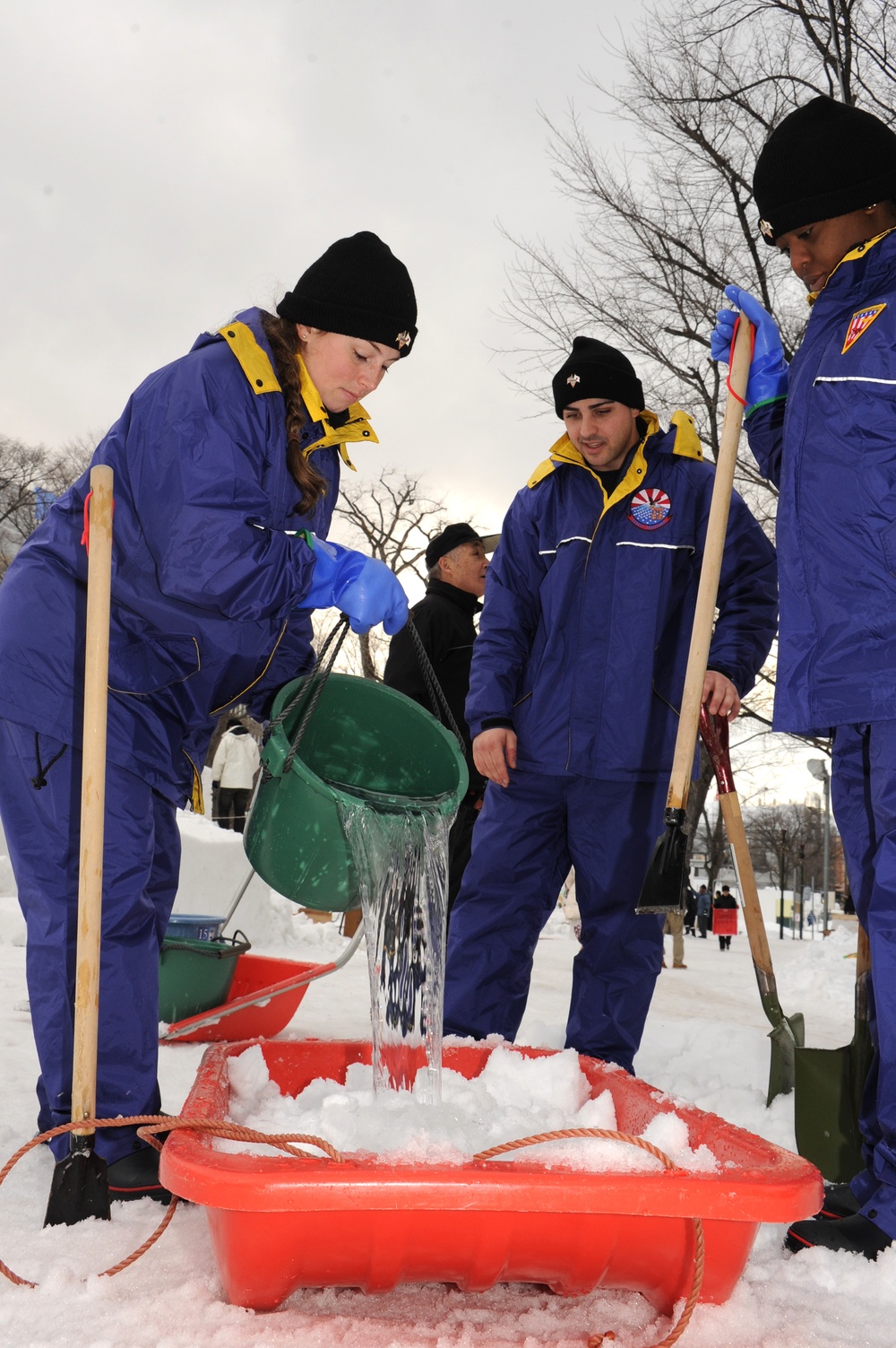 Misawa sailors begin USS Constitution snow sculpture