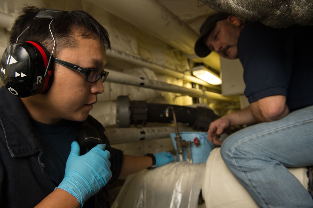 Scheduled preventive maintenance for the littoral combat ship USS Fort Worth (LCS 3)