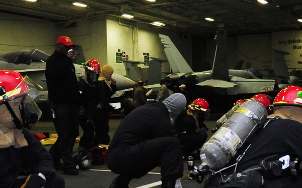 General quarters drill aboard USS George H.W. Bush