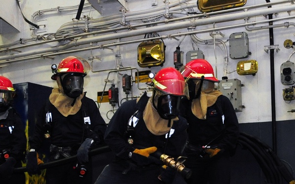 General quarters drill aboard USS George H.W. Bush