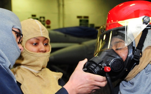 General quarters drill aboard USS George H.W. Bush