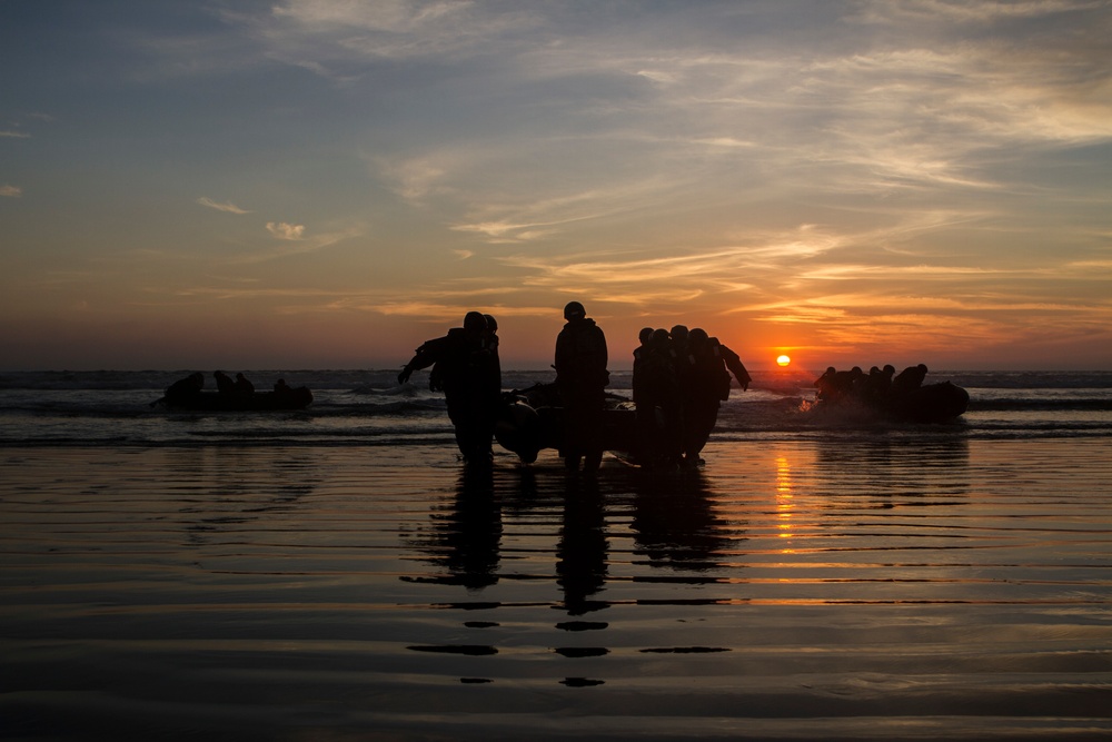 Marines and Japanese soldiers participate in amphibious raid training during Iron Fist 2015