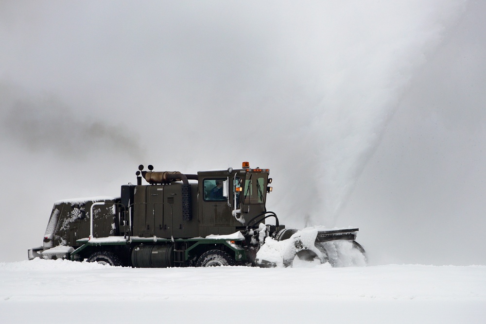 Snow removal on flight line