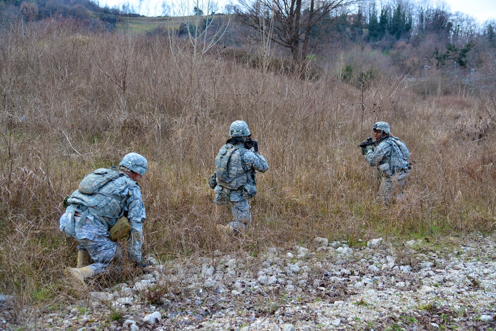 173rd Airborne Brigade day and night patrolling at Longare Complex, Vicenza, Italy