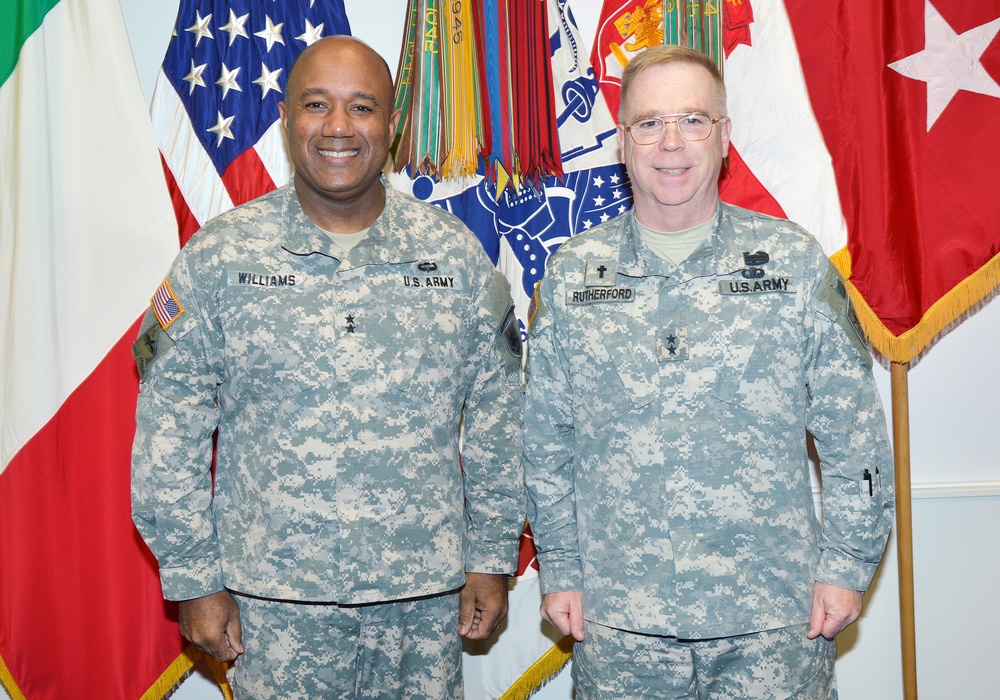 Maj. Gen. Donald L. Rutherford visits at Caserma Ederle in Vicenza, Italy