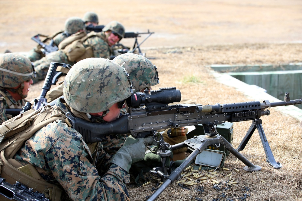 Integrated Task Force infantry Marines conduct squad attacks in Final Field Exercise at Camp Lejeune