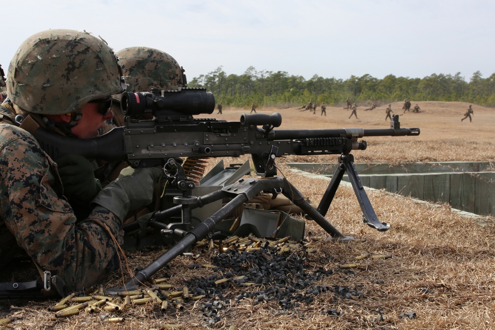 Integrated Task Force infantry Marines conduct squad attacks in Final Field Exercise at Camp Lejeune