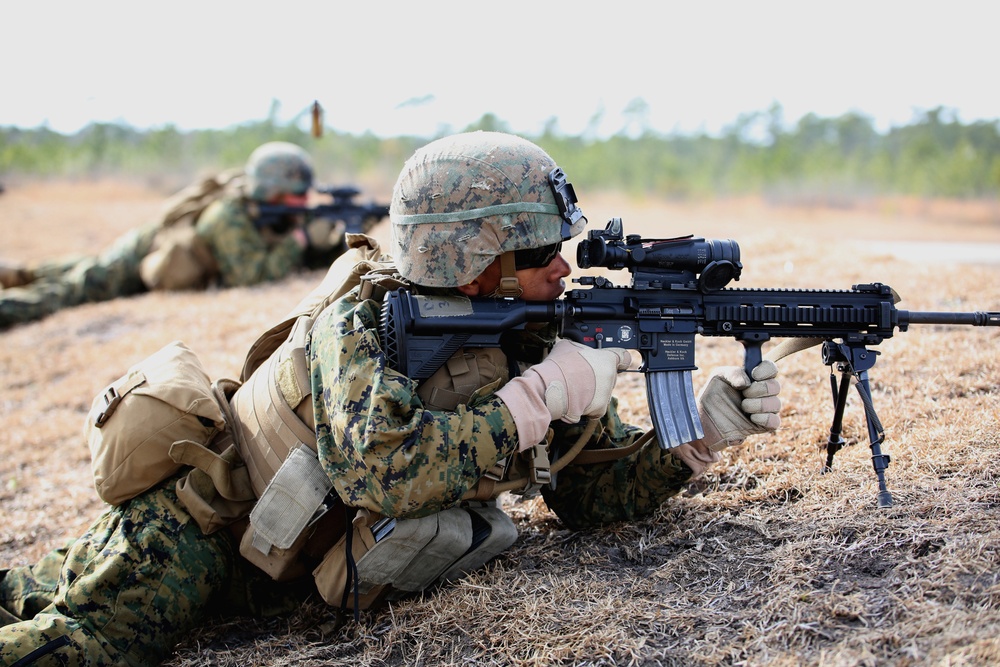 Integrated Task Force infantry Marines conduct squad attacks in Final Field Exercise at Camp Lejeune