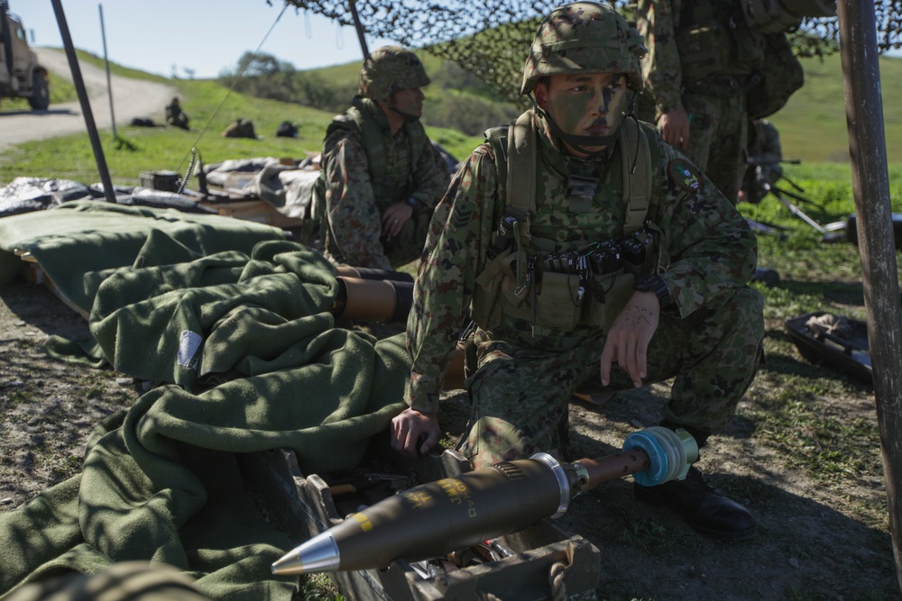 Japanese forces practice mortar fire with 1st ANGLICO