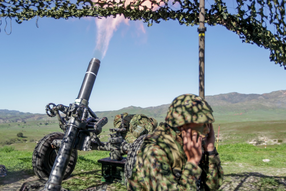 Japanese forces practice mortar fire with 1st ANGLICO