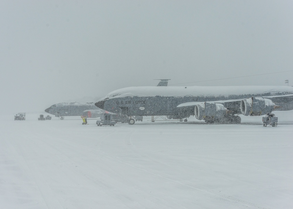 Snow storm on flight line