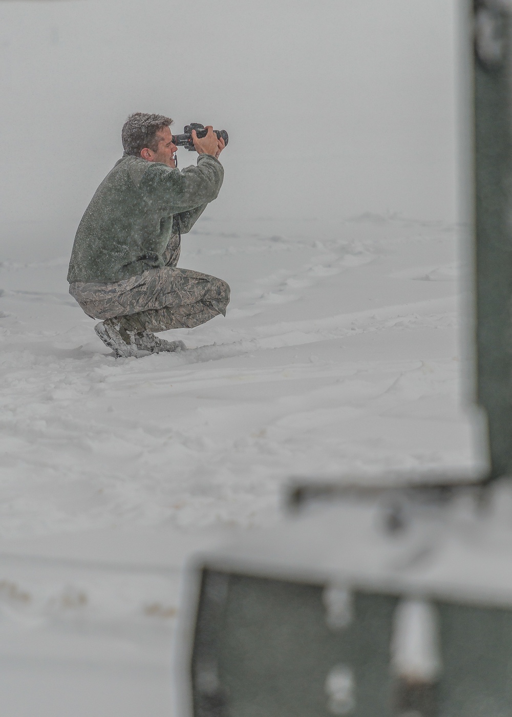 Public Affairs document storm on flight line in Maine.