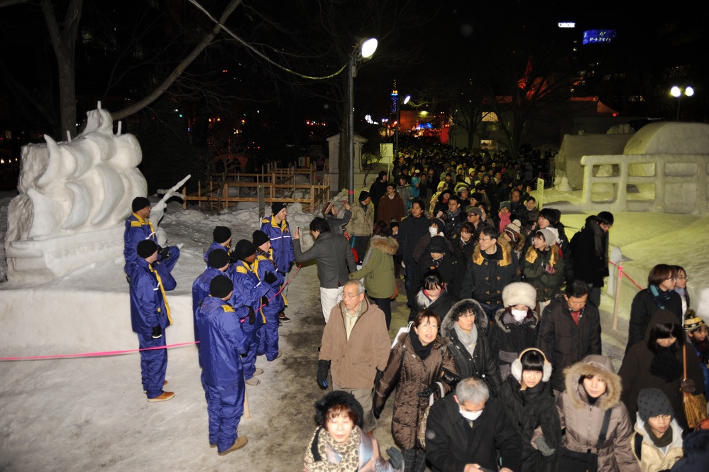 Misawa Sailors Sculpt USS Constitution Snow Sculpture for 66th Annual Sapporo Snow Festival