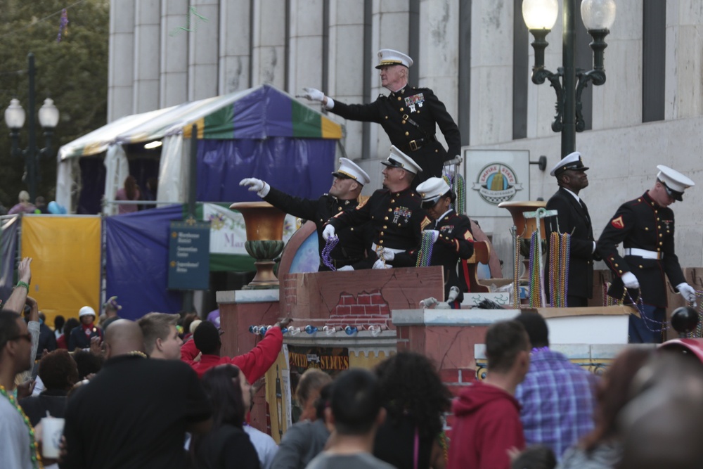 Marine Forces Reserve and the Legion of Mars Group at the Krewe of Alla Mardi Gras Parade