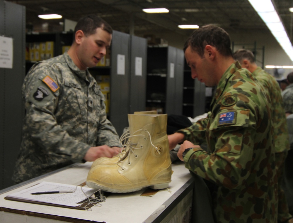 International soldiers try USARAK cold-weather gear