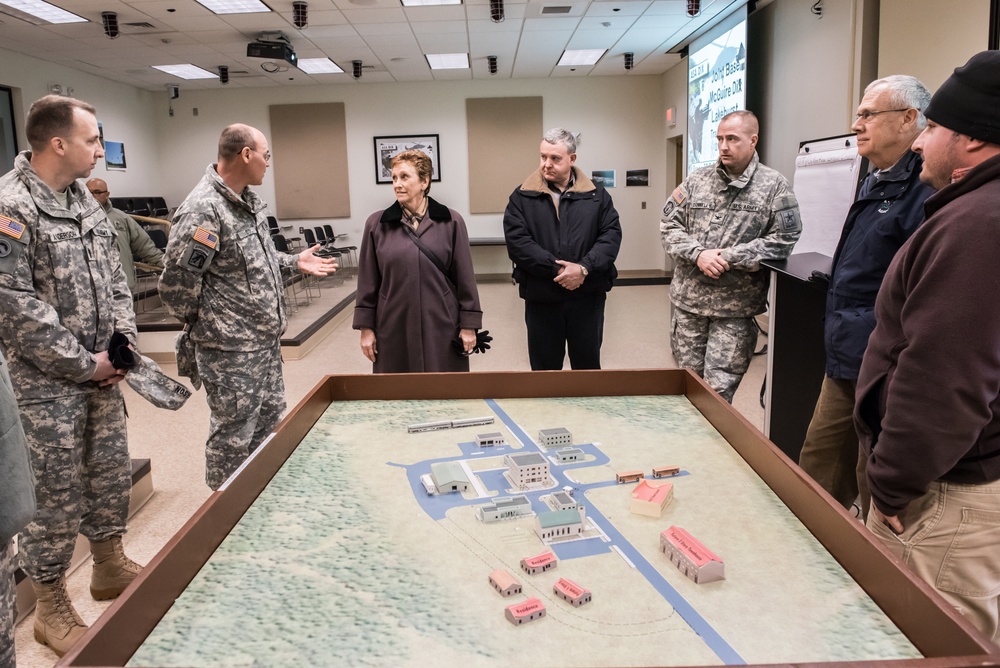 Barbara A. Sisson, assistant chief Army Reserve, and Raymond F. Rees visit and tour Joint Base McGuire-Dix-Lakehurst, NJ
