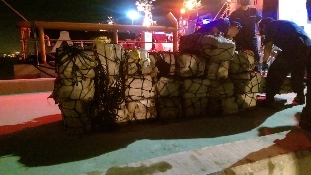 Coast Guard nabs smugglers onboard a coastal freighter and its delivery vessel following drug shipment transfer at sea north of Puerto Rico