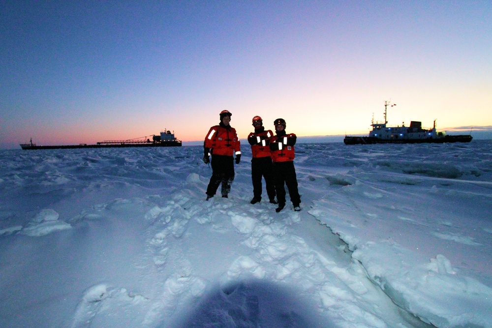 USCGC Bristol Bay breaks ice in Lake Huron