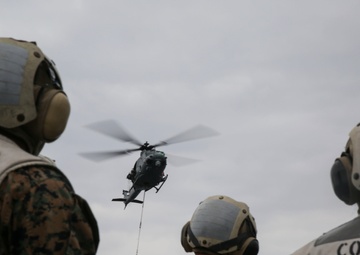 Hook, line and take-off: Marines practice skills aboard ship