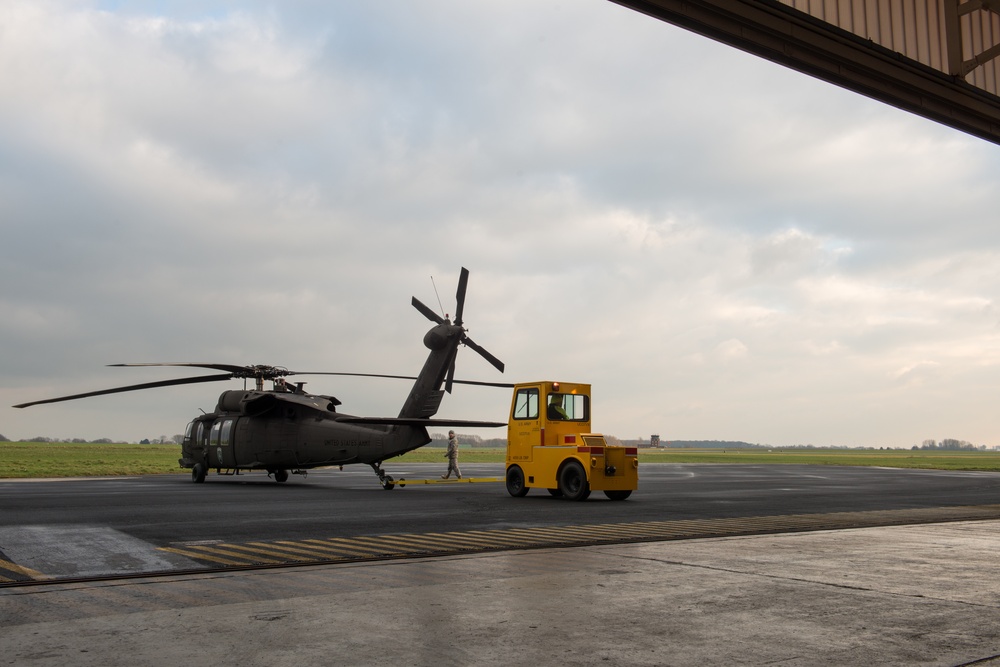 UH-60A Black Hawk Helicopter landing, refueling and hauling