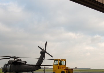 UH-60A Black Hawk Helicopter landing, refueling and hauling