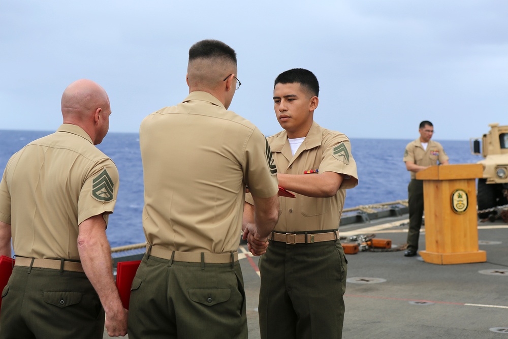 11th MEU Marines graduate corporal's course on USS Comstock