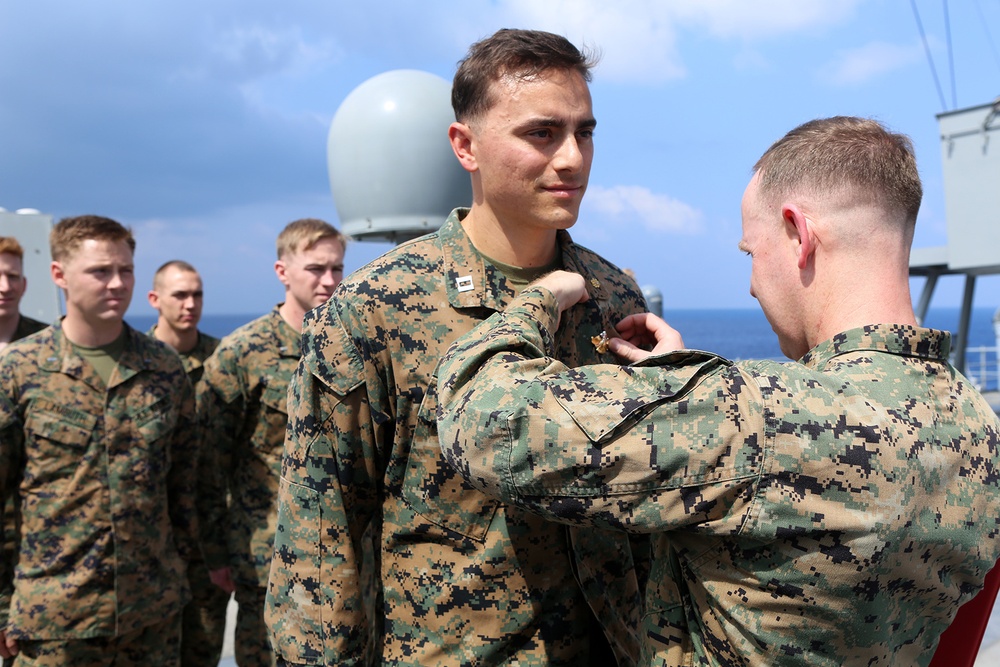 CLB-11 medical officer pins on FMF badge