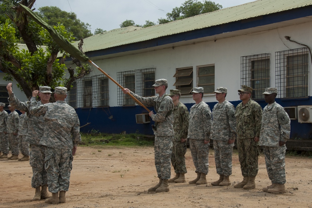 Fort Campbell based 86th Combat Support Hospital cases colors in Liberia