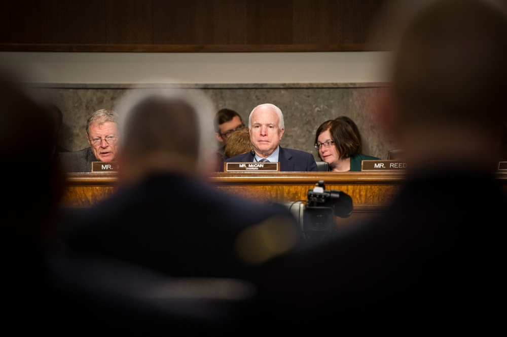 Army Gen. John F. Campbell speaks during Senate Armed Services Committee hearing