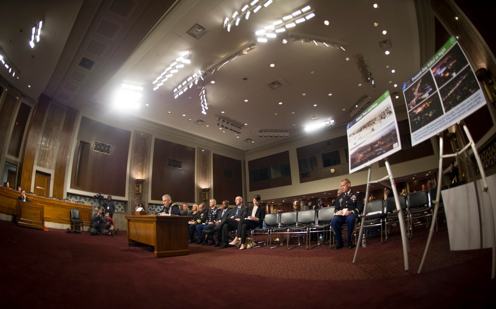 Army Gen. John F. Campbell speaks during Senate Armed Services Committee hearing