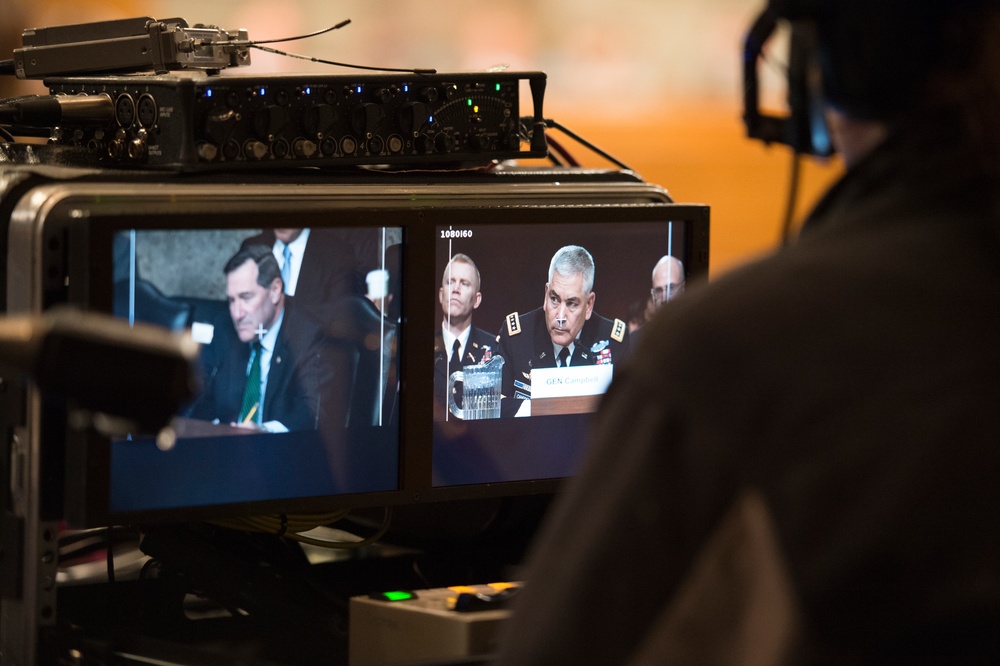 Army Gen. John F. Campbell speaks during Senate Armed Services Committee hearing