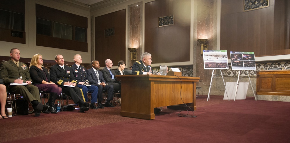 Army Gen. John F. Campbell speaks during Senate Armed Services Committee hearing