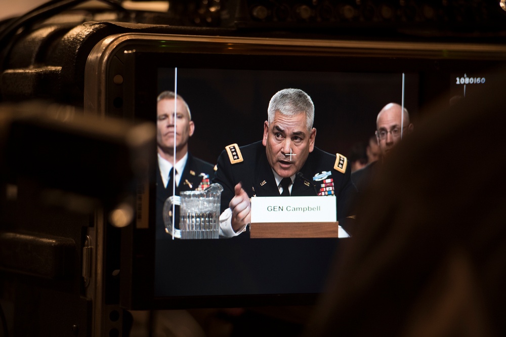 Army Gen. John F. Campbell speaks during Senate Armed Services Committee hearing